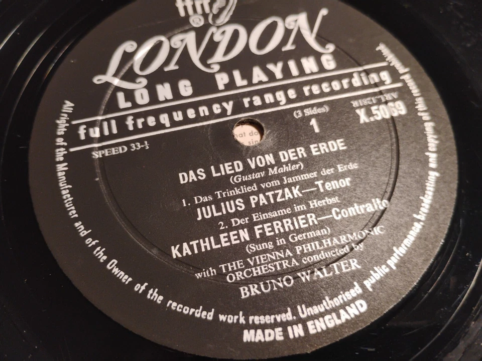 Mahler Das Lied Von Der Erde Ferrier Patzak Bruno Walter London Box Set A 4212 Foto 3 de 3