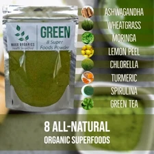 MAXX Organics 8 SUPER FOODS POWDER 90 Day Supply Compare to Organifi Green Juice