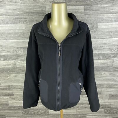 GREEN TEA Full Zip Up Collar Pockets Black Fleece Jacket Women's Size 2XL