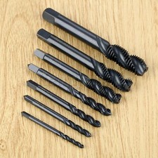 7pc Steel M3-M12 Screw Thread Metric Spiral Flute Taps Tapping Drill Bits Set
