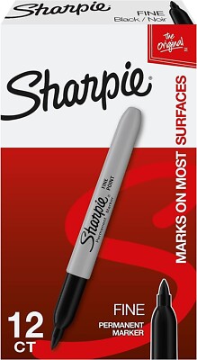 Original Sharpie 30001 Fine Point Permanent Marker Black Dozen 12 Ct