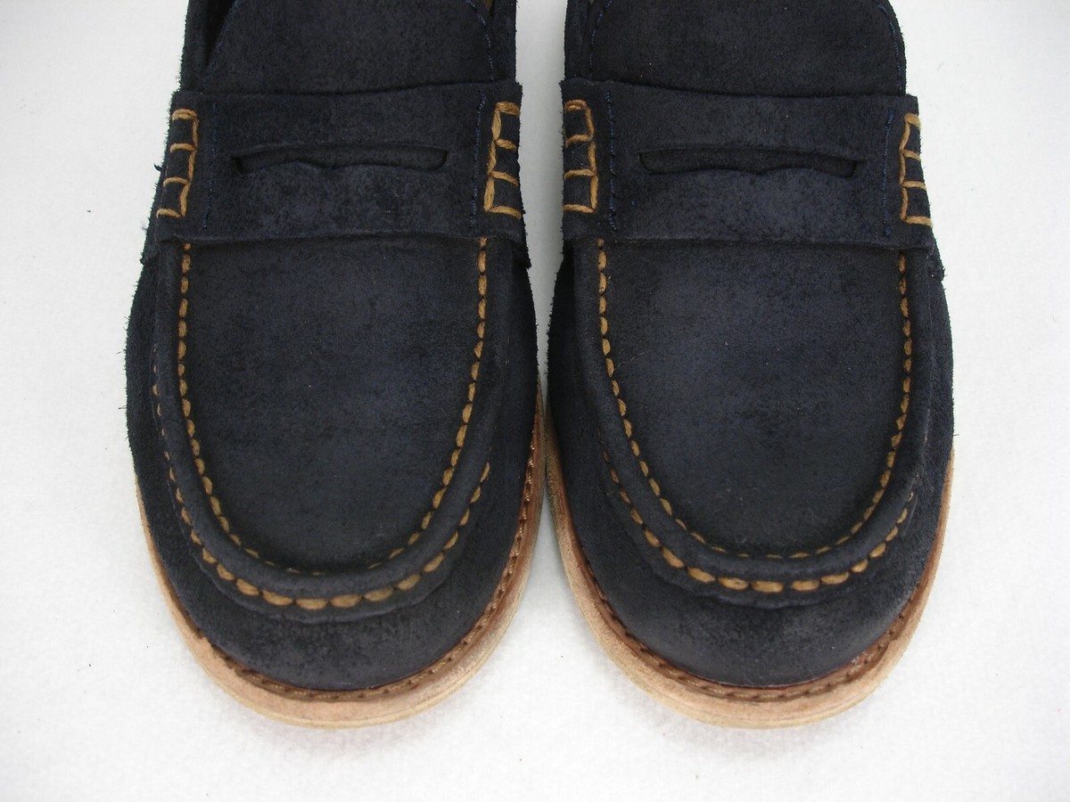 FRYE GREG CLASSIC PENNY LOAFER BLUE WAXED SUEDE SHOES MEN display picture 1