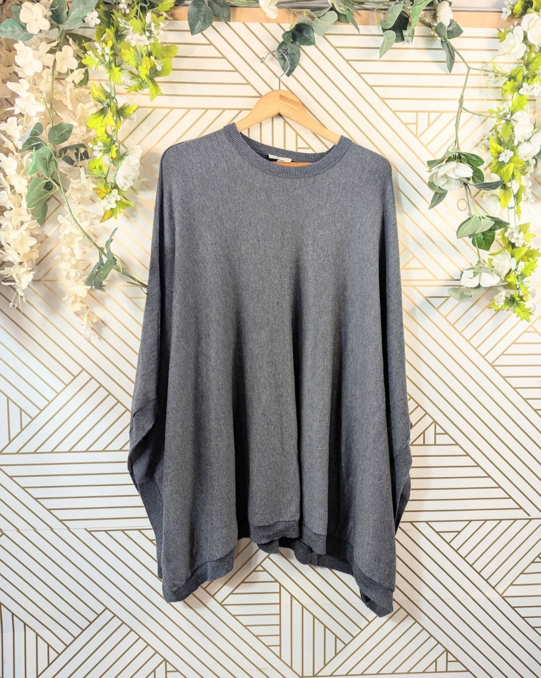 Joie Jalea Gray Hidden Sleeve Oversized Poncho Sweater Wool Cashmere MEDIUM