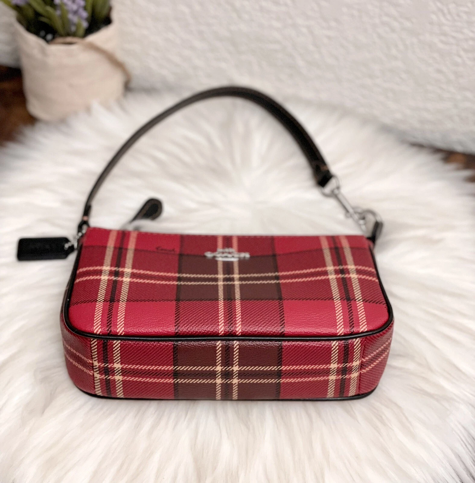 Coach Nolita 19 con stampa a quadri tartan CC809 rosso nero multi