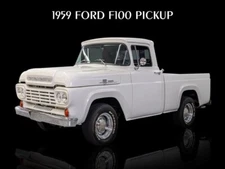 1959 Ford F100 Pickup Truck in White NEW METAL SIGN: 9 x 12" Ships Free