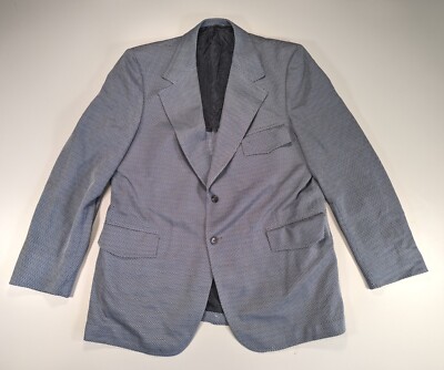 Vintage Men's 46 Long Blazer Sport Coat Blue Mod 70s Disco Funky Leisure  Suit