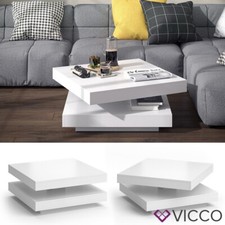 Table basse VICCO ELIAS, pivotante à 360°, 70 x 70 x 34 cm, table de salon, tabl