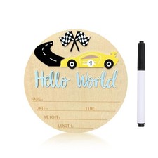 Baby Announcement Sign, 5.9 Inch Wooden Hello World Newborn Sign,Welcome Baby...