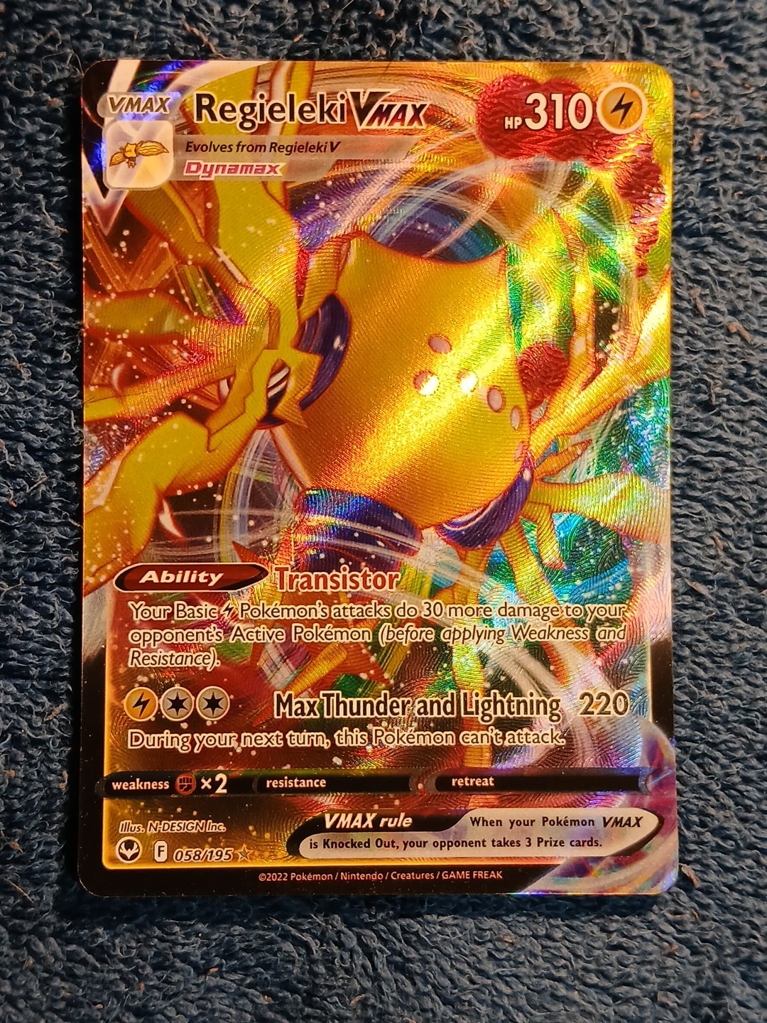 Pokémon TCG Regieleki VMAX 058/195 SWSH Silver Tempest Ultra Rare NM Condition