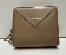 Balenciaga tan leather zipper all around wallet