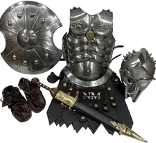 gladiator Greek Muscle Armor Set with Helmet Medieval Maximus Body Armor Costume