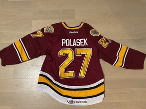 REEBOK AUTHENTIC GAME WORN SIGNED POLASEK HOCKEY JERSEY
