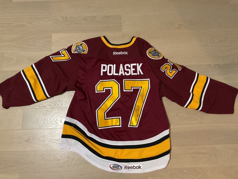 REEBOK AUTHENTIC GAME WORN SIGNED POLASEK HOCKEY JERSEY