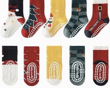 Christmas Socks Kids Non Slip Cotton Winter Holiday Socks for Children Xmas Gift