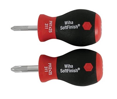 Wiha Stubby Phillips Screwdriver Set #1 and #2, 1-Inch (31192)