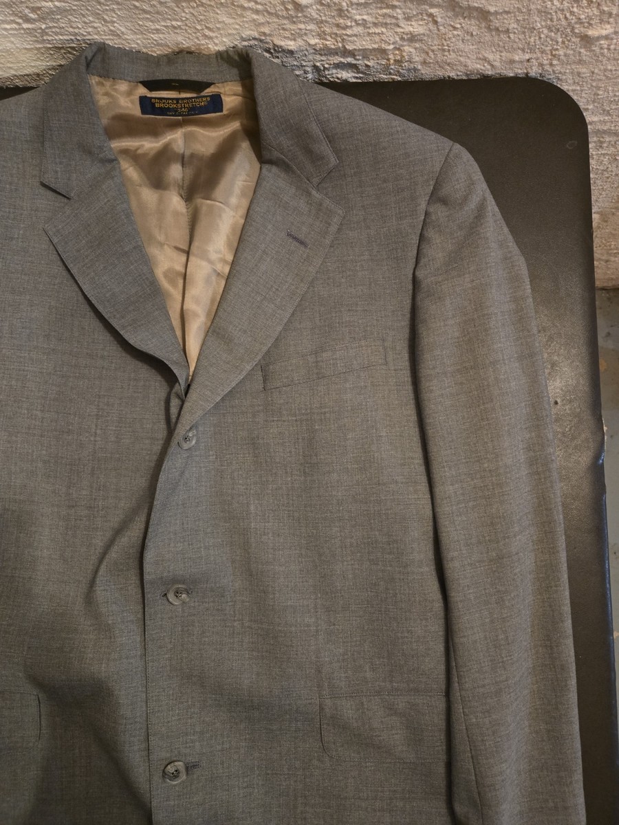 Vintage Brooks Brothers "346" Brookstretch Gray Wool 3-Button Suit Jacket 42R View 5