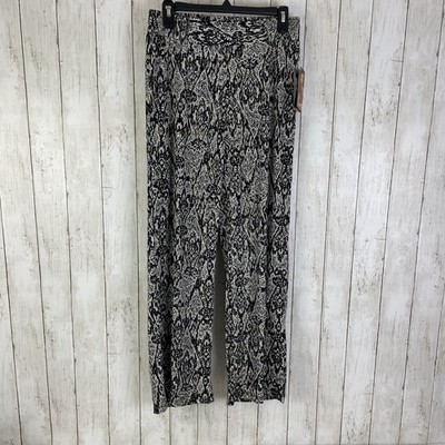 IMAN Global Chic Palazzo Pants Elastic Waist Sz M Short - Navy Gold White - NWT