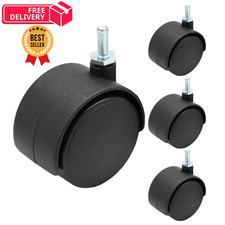 suiwotin 4pcs 2 Inch Swivel Caster Wheels, M6 Threaded Stem black