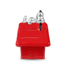 SNOOPY DOG ON RED HOUSE 925 STERLING SILVER B...