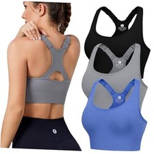 Adjustable Sports Bras for Women 3/4 Pack Medium Black-navy Blue-gray 3 Pack