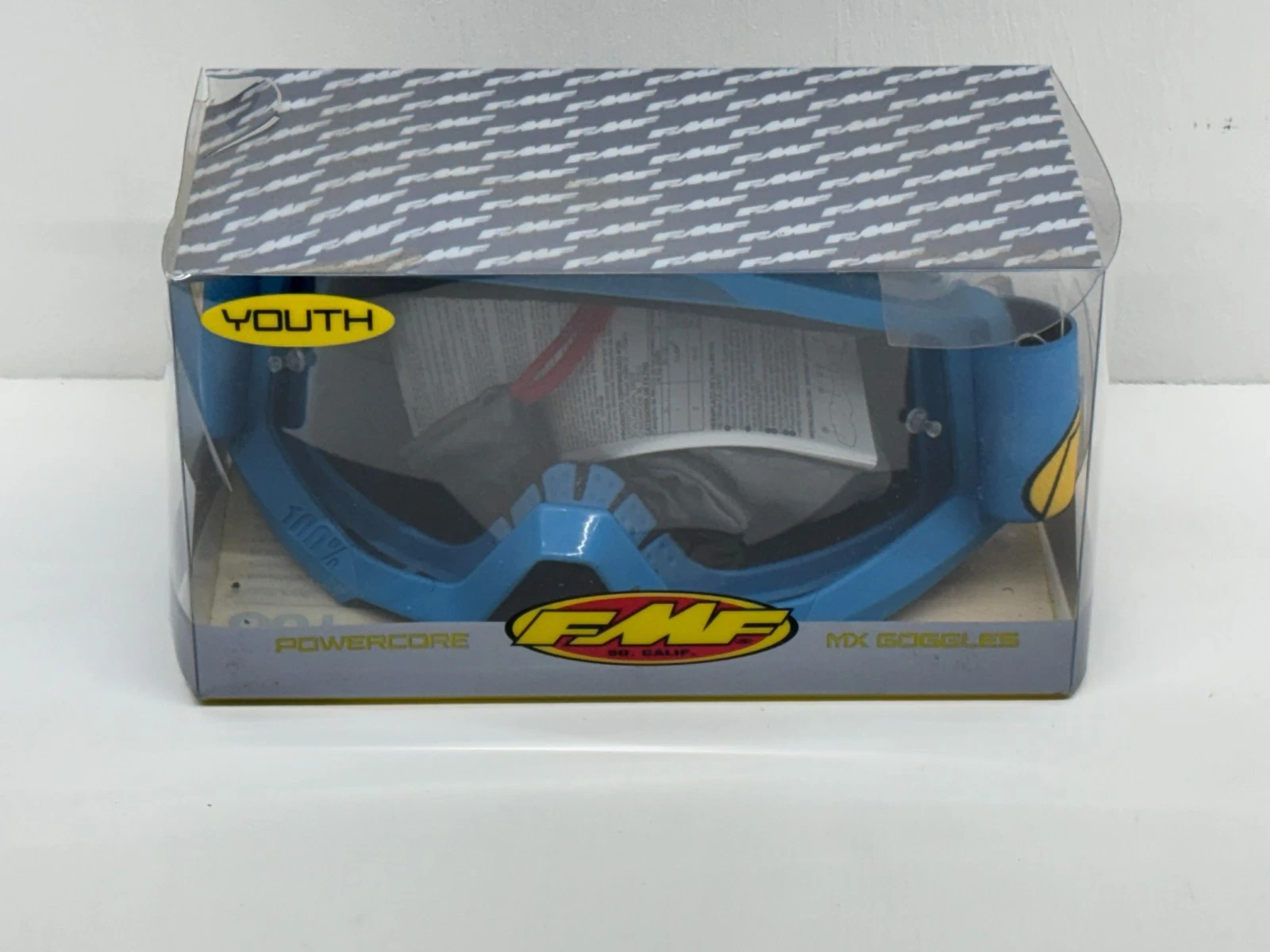 New FMF Powercore Youth M Goggle Cyan Clear Lens Junior Motocross F-50054-00005