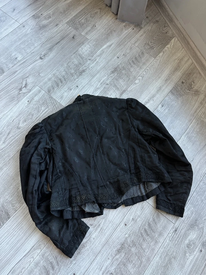 Antigua chaqueta blusa vintage victoriana negra de los años 1890-1920 para mujer talla: S-M Foto 3 de 4