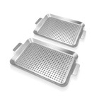 Grill Pan Set of 2, Grill Topper for Outdoor Grill, Stainless Steel Roasting ...
