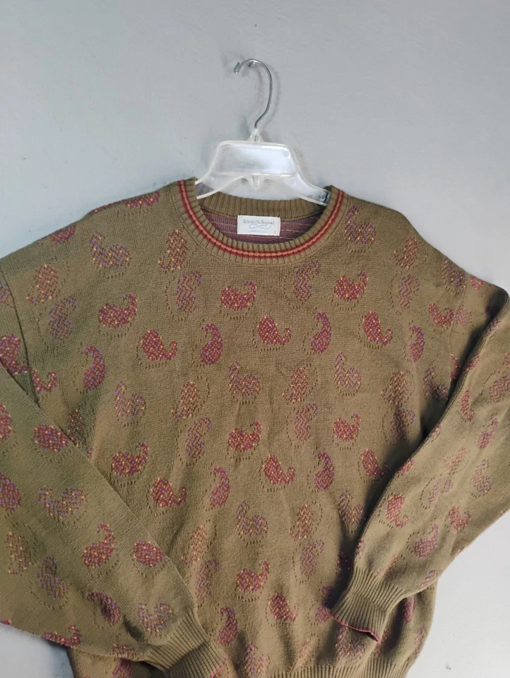 VTG Tricots St Raphael Sweater Mens Large Multicolor Paisley Crewneck Pullover - Image 2 of 4