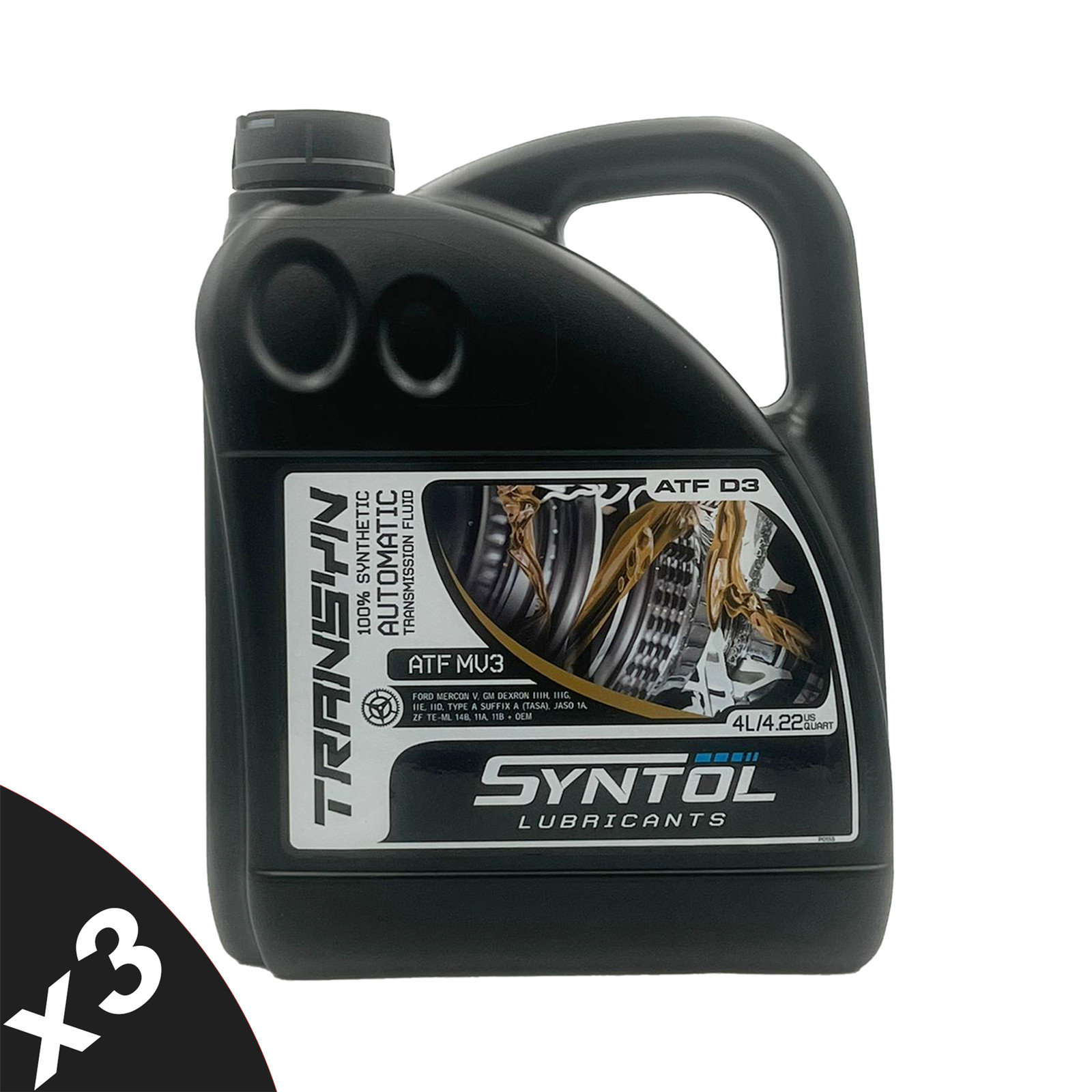 Syntol ATF MV3 Fully Synthetic Automatic Transmission Fluid MB 236.11 3x4L