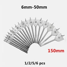 1~6pcs 6mm-50mm Flat Wood Drill Bit Spade Hole Saw Borer Boring Hex Shank Metric