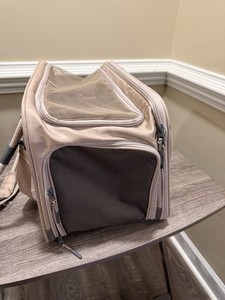 Beige Soft-Sided Mesh Airline Pet Carrier Travel Tote Bag, Small Dog Size S