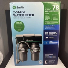 A. O. Smith AO-US-200 2-Stage Water Filter ~ Black NEW OPEN BOX MSRP $ 99