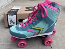 STORY Spectrum Quad Roller Skates Teal/Pink US Women's Size 10 w/ Box