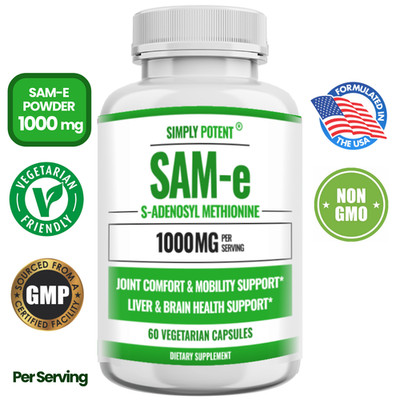 SAM-e 1000mg | Mood Joint & Liver Support | S-Adenosyl Methionine | 60 Caps USA