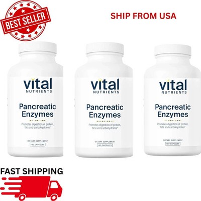 Vital Nutrients Pancreatic Enzymes 180 Capsules Digestive Support   Pack of 3