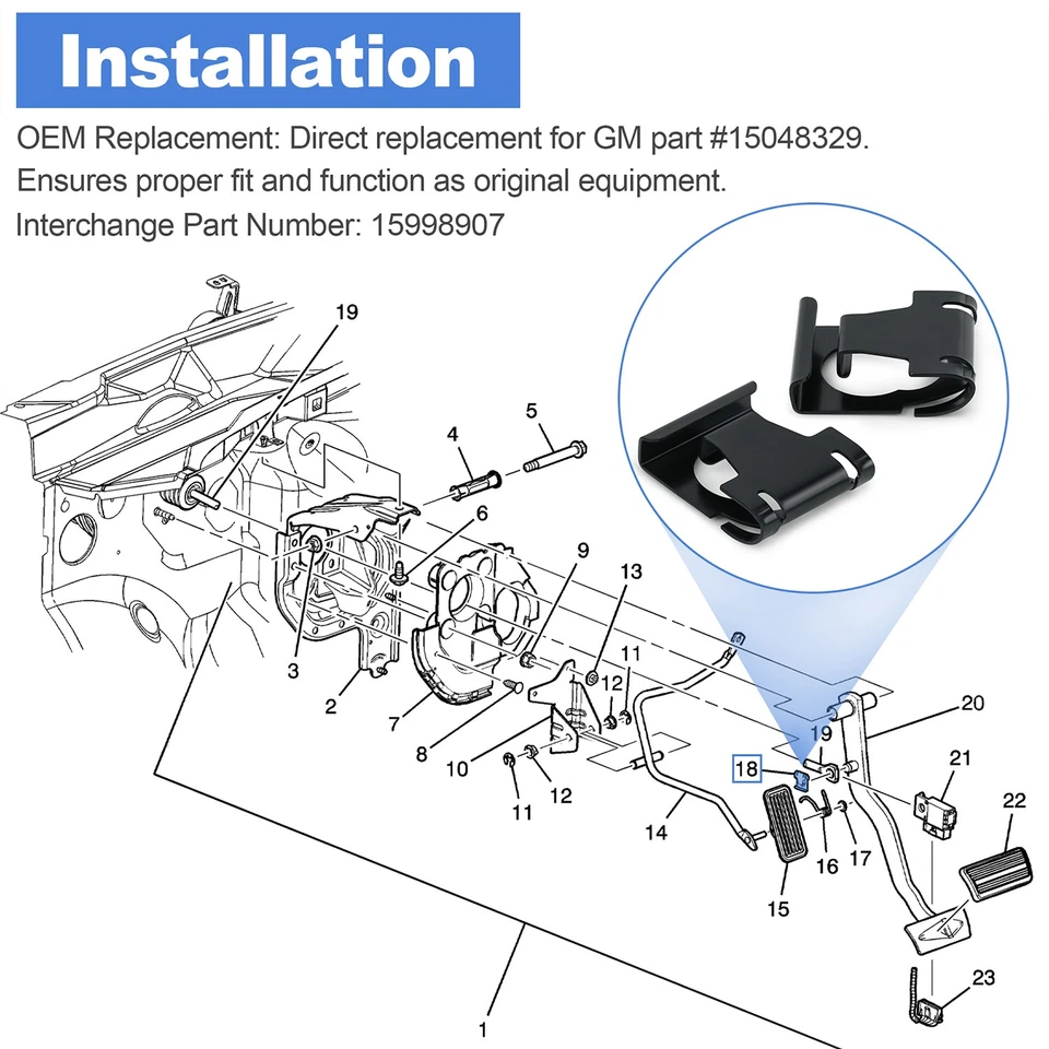 Retenedores de varilla de empuje de pedal de freno 15048329 para modelo Select/Hummer/Buick/Oldsmobile Foto 4 de 4