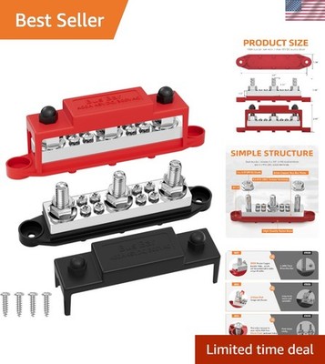 Power Distribution Block 400A Bus Bar 12V 48V with 3 x 3/8''M10 Studs 12 Volt ...