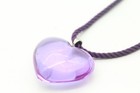 Collier Lalique cordon coeur soufflé violet ton argent signé bail