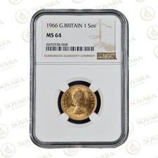 1966 Gold Sovereign | Elizabeth II Gillick Portrait | NGC MS64