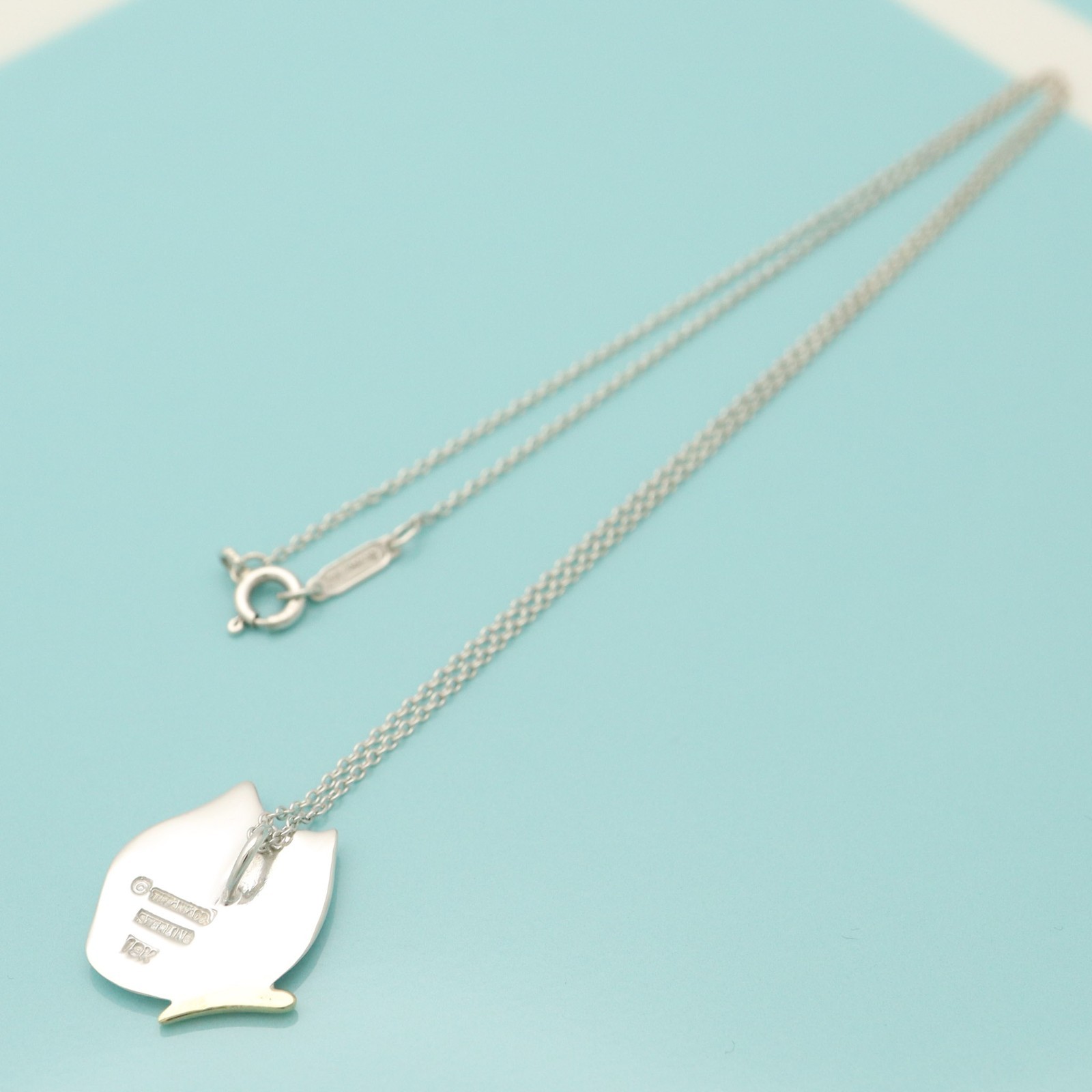Tiffany & Co. Butterfly Necklace Pendant 16.2" Silver 925 & 18K Gold