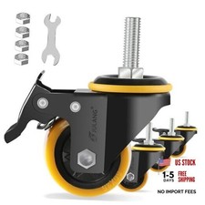 2 inch Caster Wheels 3/8 Threaded Stem Casters Set of 4 2In Orange (3/8"-16)