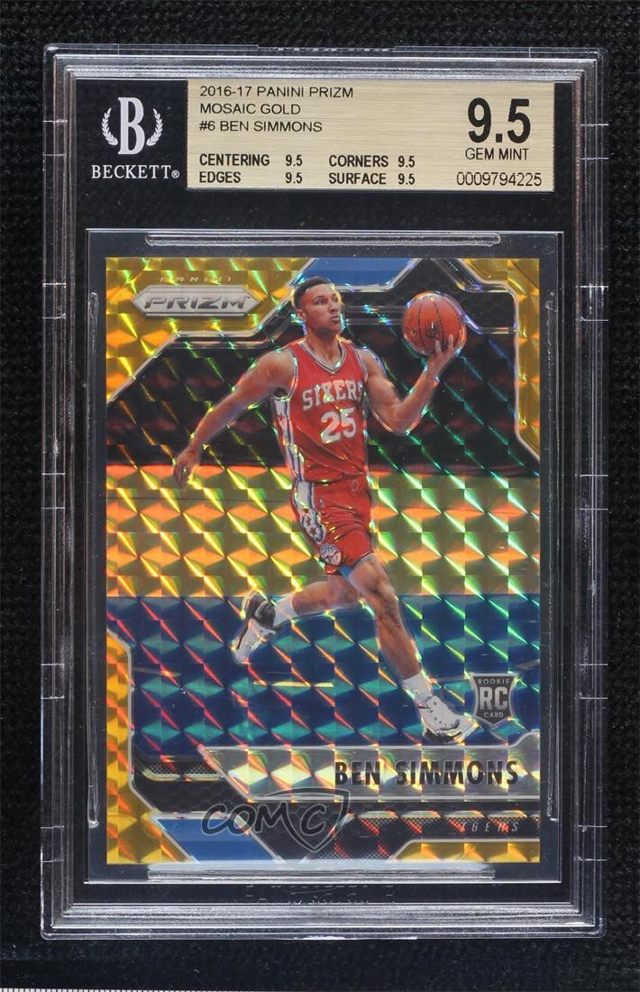 2016-17 Panini Prizm Mosaic Gold 9/10 Ben Simmons #6 BGS 9.5 GEM MINT 0el