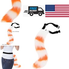 Animal Faux Fur Tail for Halloween Cosplay Costume Accessories 50cm White Orange