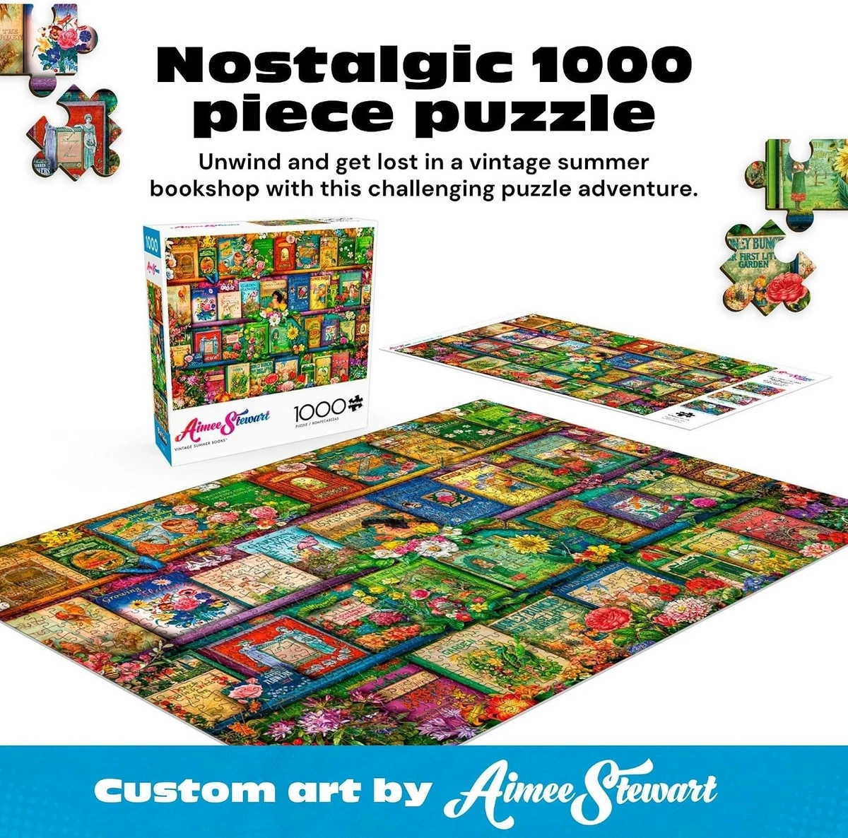 1000 Piece Jigsaw Puzzle Vintage Summer Books 26 x 50 cm Full Color Poster