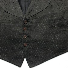 RARE Vintage 1920s 30s Black Embroidered Formal Tuxedo Vest Waistcoat 38" Chest