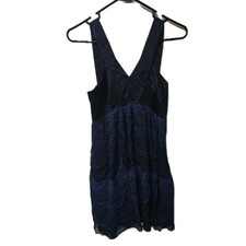 Express Y2k 2000s Blue V-Neck Silk Preppy Midi Dress Womans Size Small