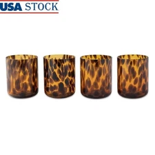 4 Pack Tortoise Glass Set Durable Elegant Drinkware Dishwasher Safe 12oz New