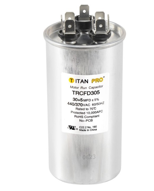 Titan PRO TRCFD305 Run Capacitor 30+5 MFD 440/370 Volt
