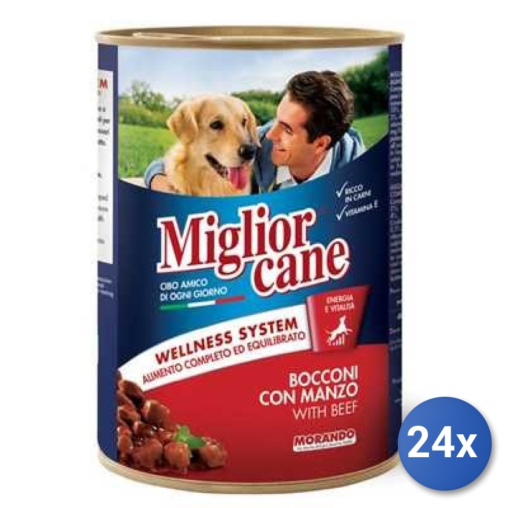 Stock 24 Lattine Miglior Cane Manzo 405g - Cibo Umido Top Seller