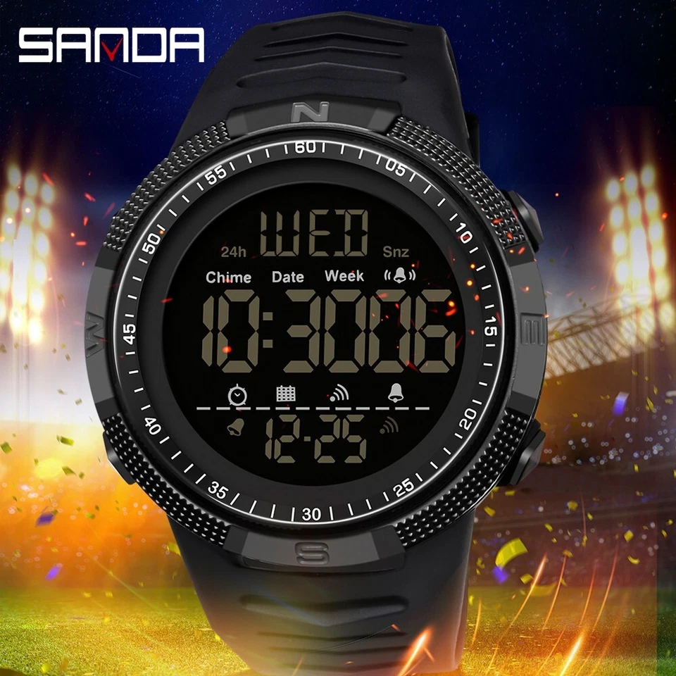Military Wrist Watch Men Tactical Digital Waterproof LED Sports Stopwatch Timer - Image 2 of 4